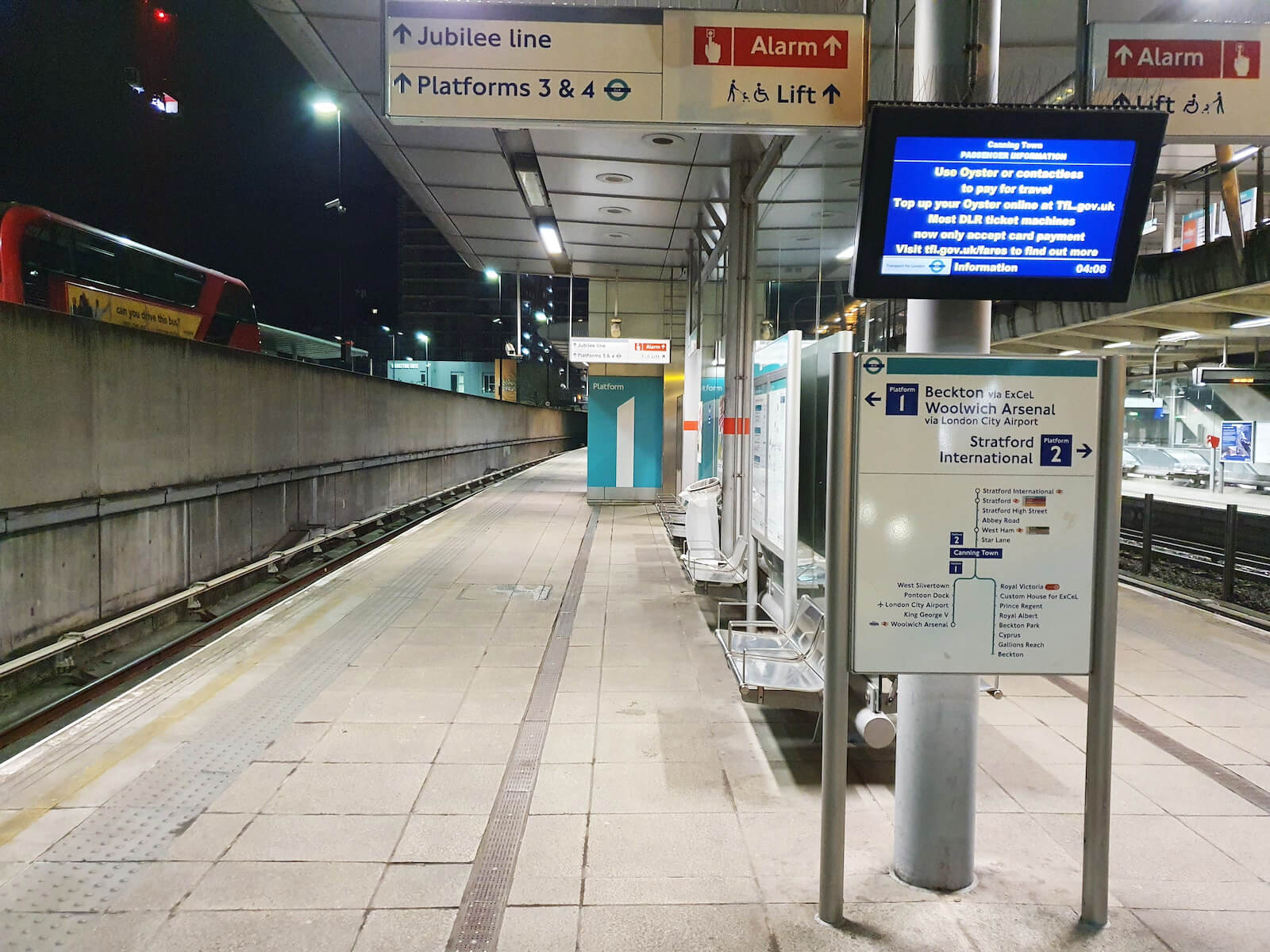 Signage on a TFL train station platform