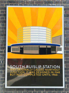 South Ruislip station vitreous enamel poster for the South Ruislip Stories Public Art Installation.